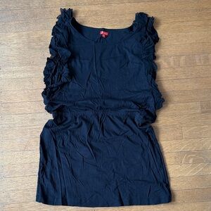 Madewell Vintage 2010 Black Ruffle Sleeve elastic waist dress Large EUC